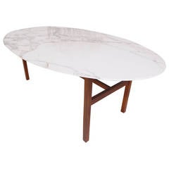 Mid-Century Modern Calcutta Oval Floating Desk