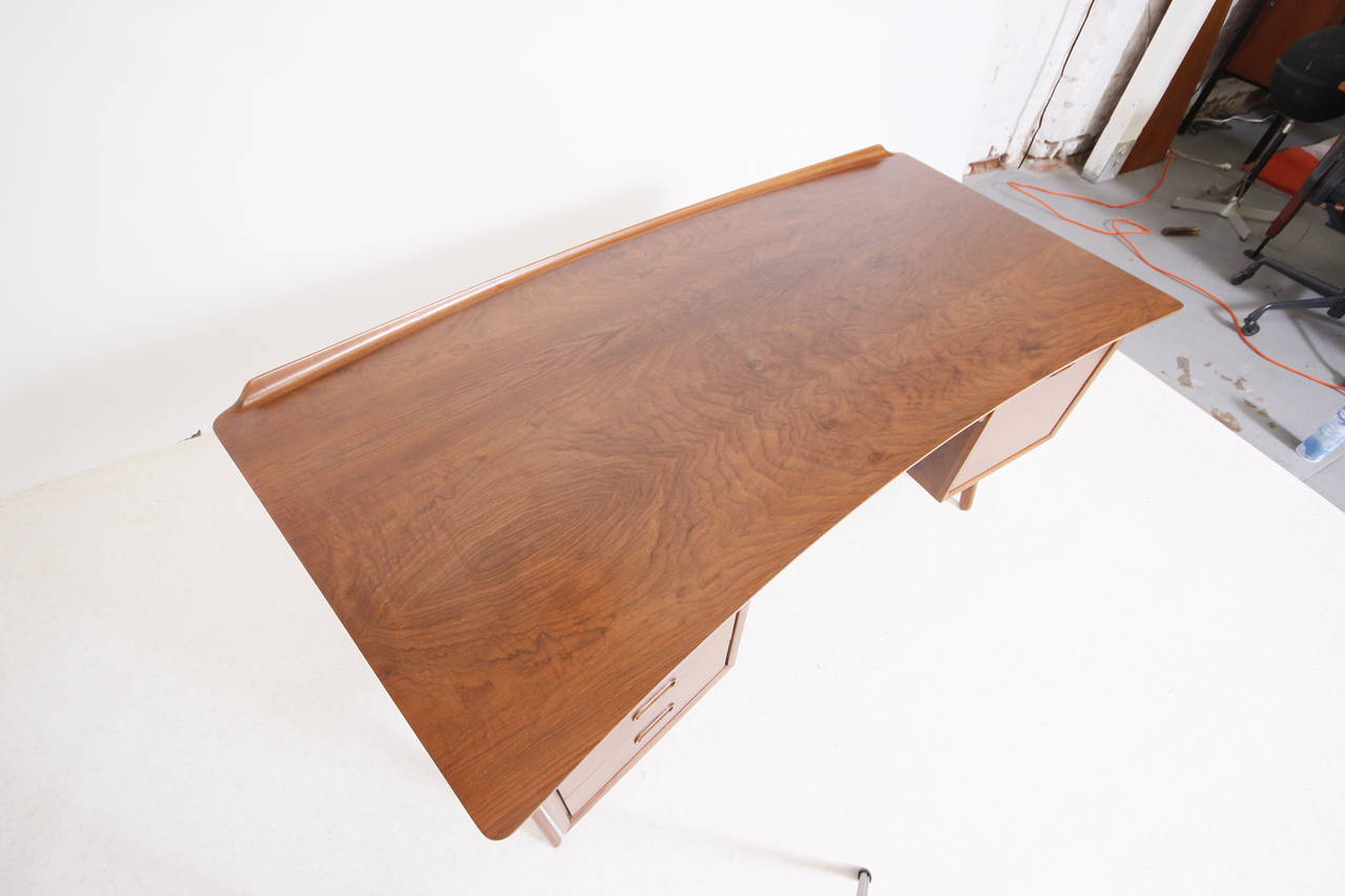 Stunning Danish Modern Sculpted Walnut Desk by Svend Madsen In Excellent Condition In Los Angeles, CA