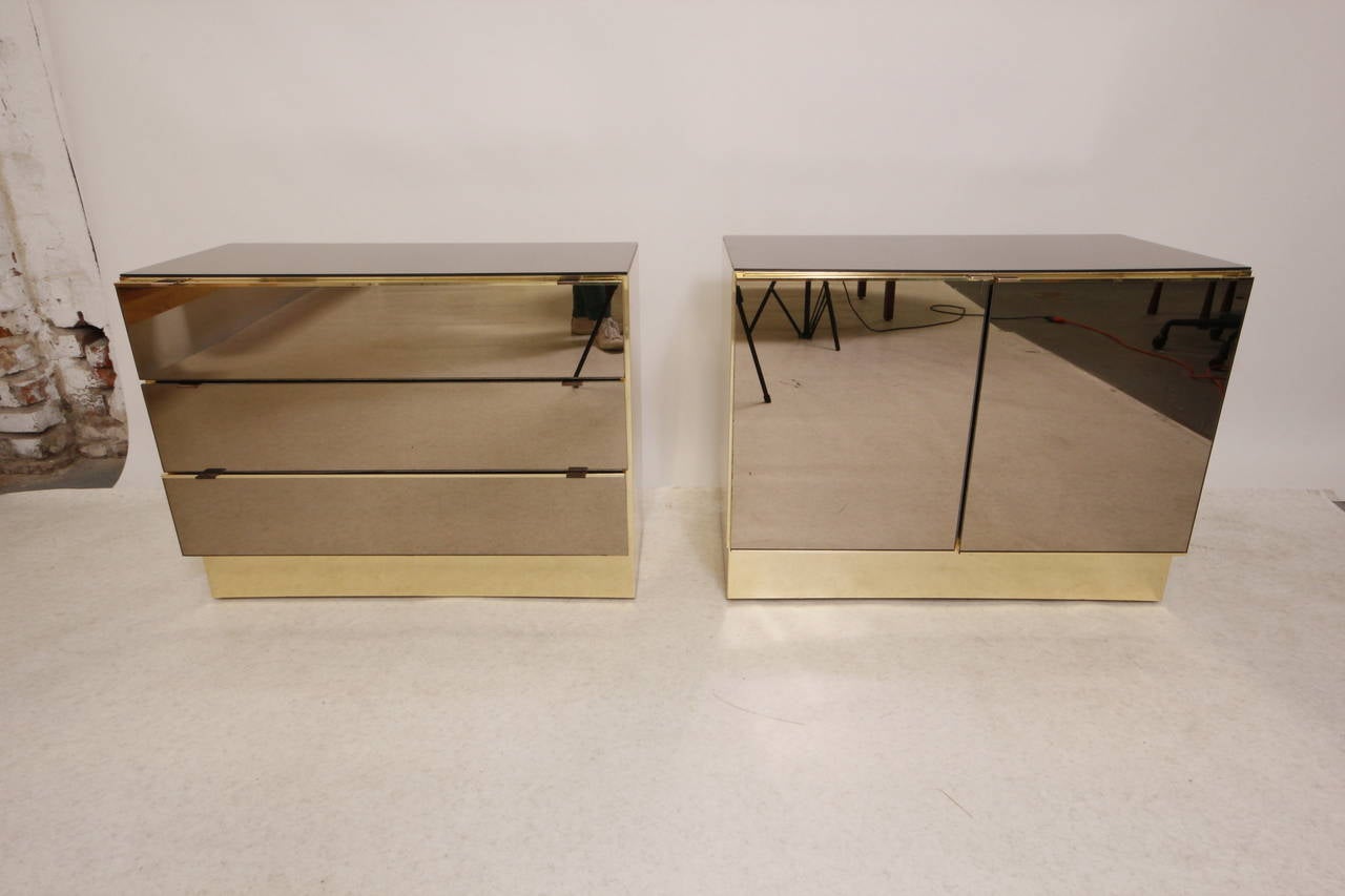 Stunning Pair of Brass and Rose Gold Mirror Cabinets by Ello 1