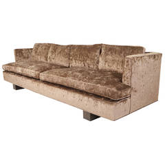 Mid-Century Modern Velvet Sofa in the Manner of Edward Wormley