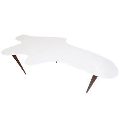 Vintage Mid-Century Modern Anamorphic White Lacquer Desk Table