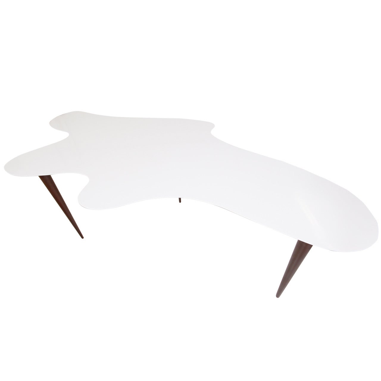 Mid-Century Modern Anamorphic White Lacquer Desk Table