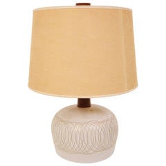 Glazed Ceramic Boudoir Lamp by Gordon Martz with Original Shade