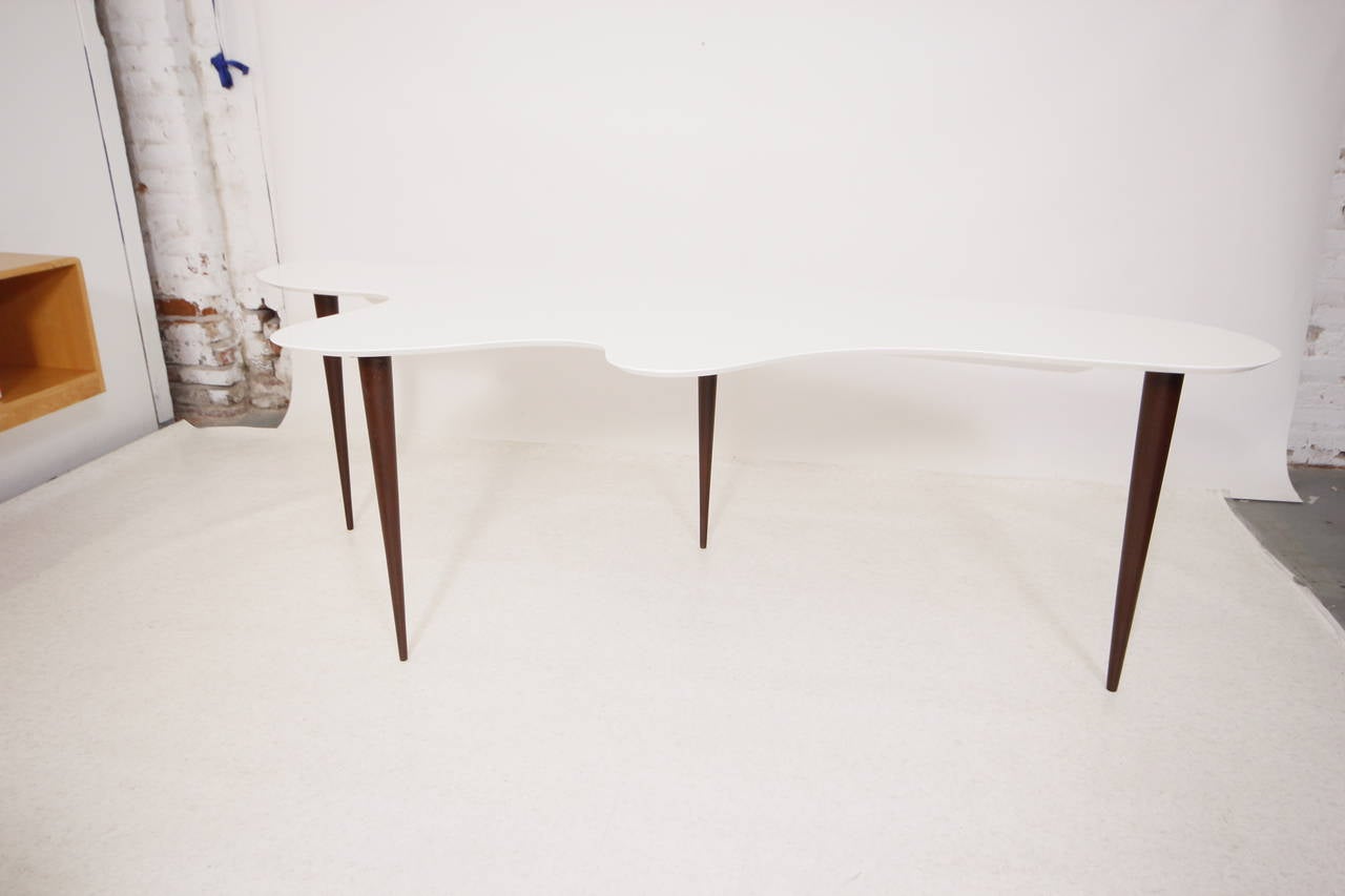 20th Century Mid-Century Modern Anamorphic White Lacquer Desk Table