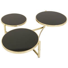 Milo Baughman Brass and Tinted Glass Swivel Table