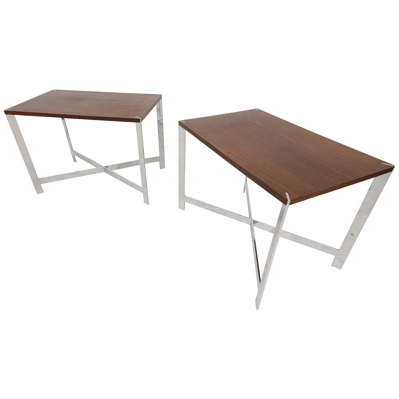 Mid-Century Modern Rosewood and Chrome Side Table by Milo Baughman
