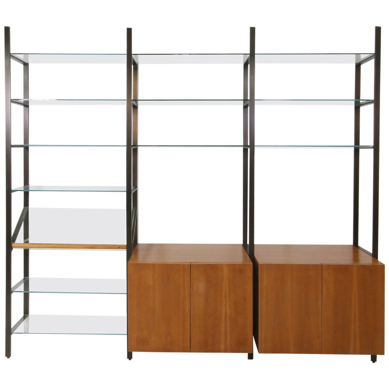 Rare Mid-Century Modern Bronze and Glass Wall Unit by Milo Baughman For Sale