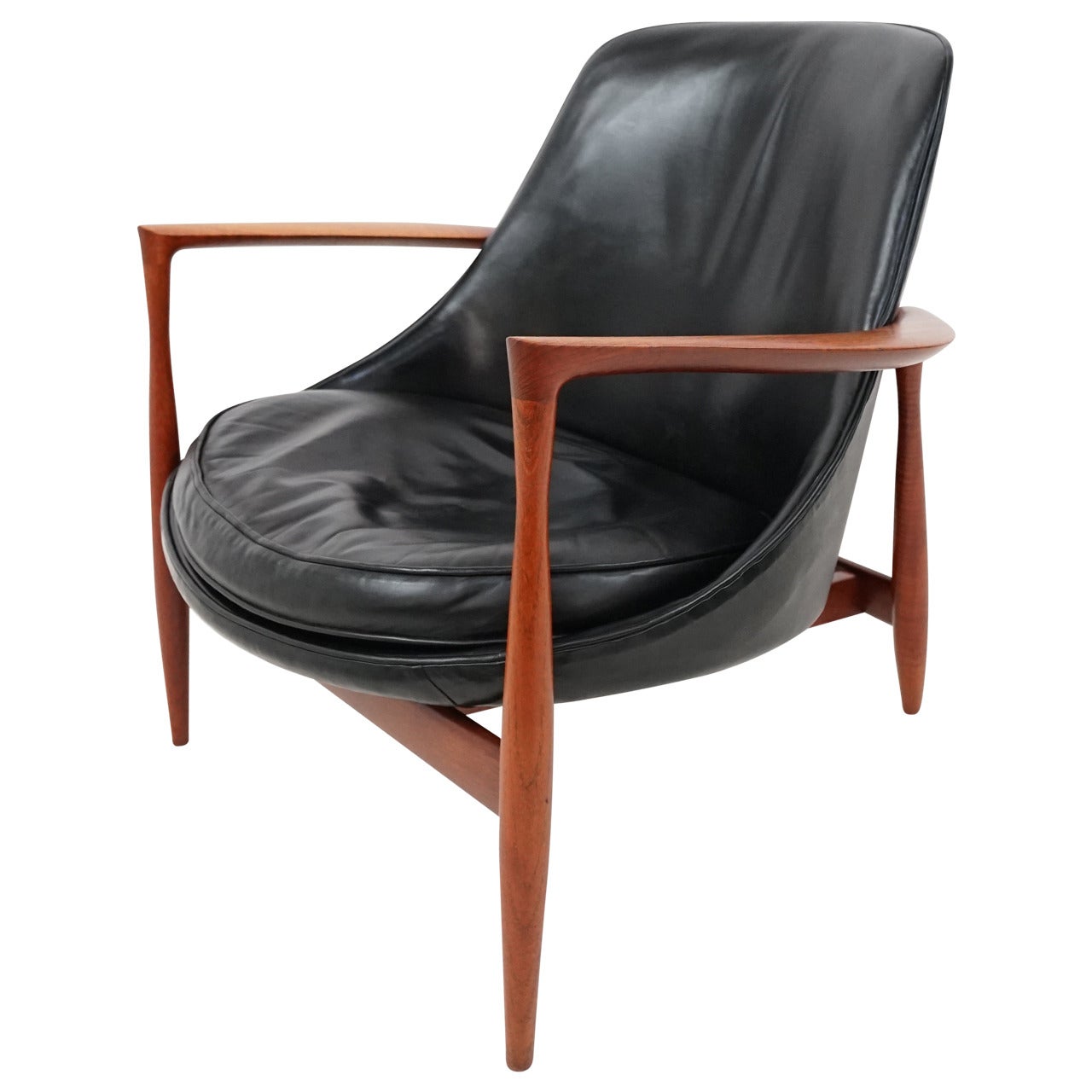 Rare Original Teak and Leather Elizabeth Chair by Ib Kofod-Larsen For Sale
