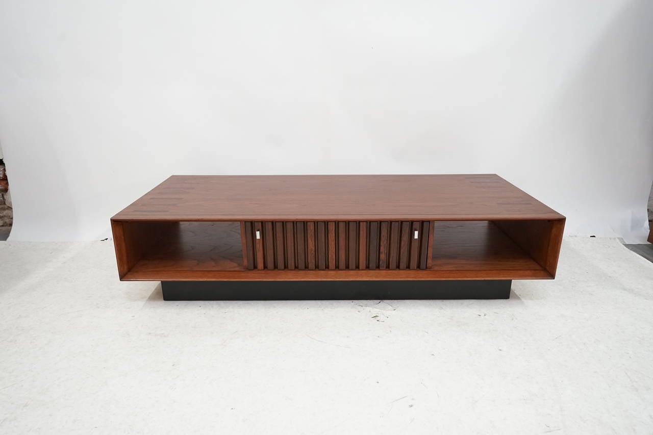 Absolutely Drop Dead Gorgeous Walnut Cocktail Table with Brazilian Rosewood Detail by Lane Circa 1960's