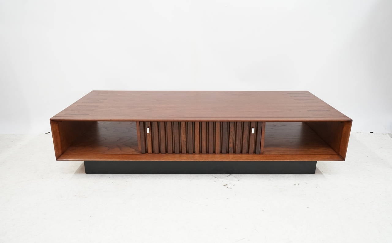 Mid-Century Modern Amazing Walnut with Rosewood Inlay Cocktail Table by Lane