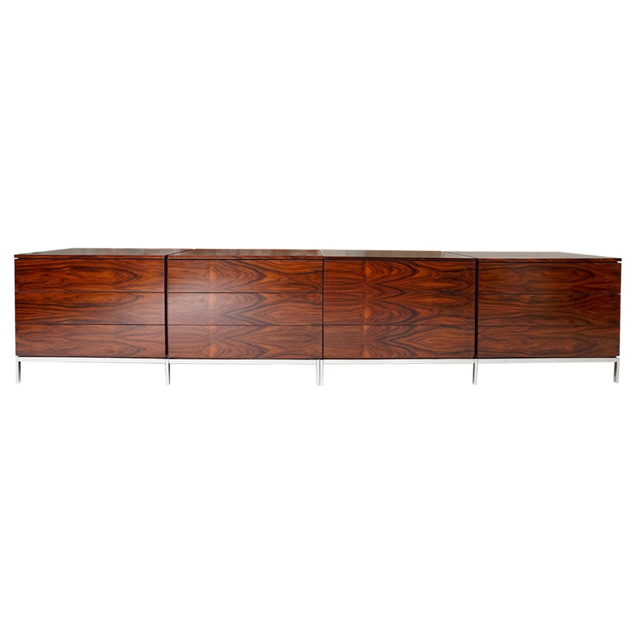 Monumental Florence Knoll Interlocking Rosewood Dresser Set
