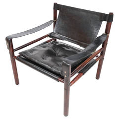 Arne Norell Rosewood and Leather "Sirocco" Safari Chair