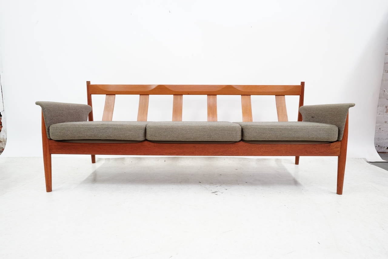Stunning Danish Modern Sculpted Teak Sofa by Greta Jalk For Sale 1