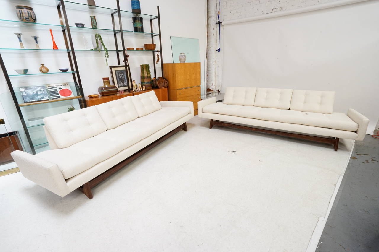 Absolutely stunning pair of matching Adrian Pearsall sofa's with new Upholstery, I spared no expense when it came to these! $120 per yard off white woven, ultra soft foam