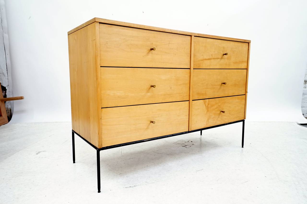 Mid-Century Modern Early Paul McCobb Planner Group Dresser with Iron Legs For Sale