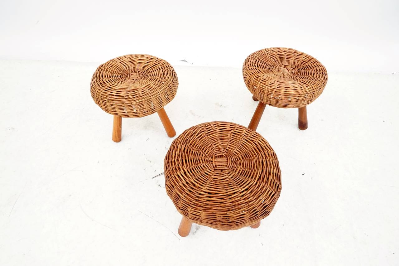 Trio of Mid-Century Modern Tony Paul Stools In Excellent Condition In Los Angeles, CA