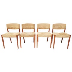 Used Four Einar Larsen & Bender Madsen Leather Dining Room Chairs