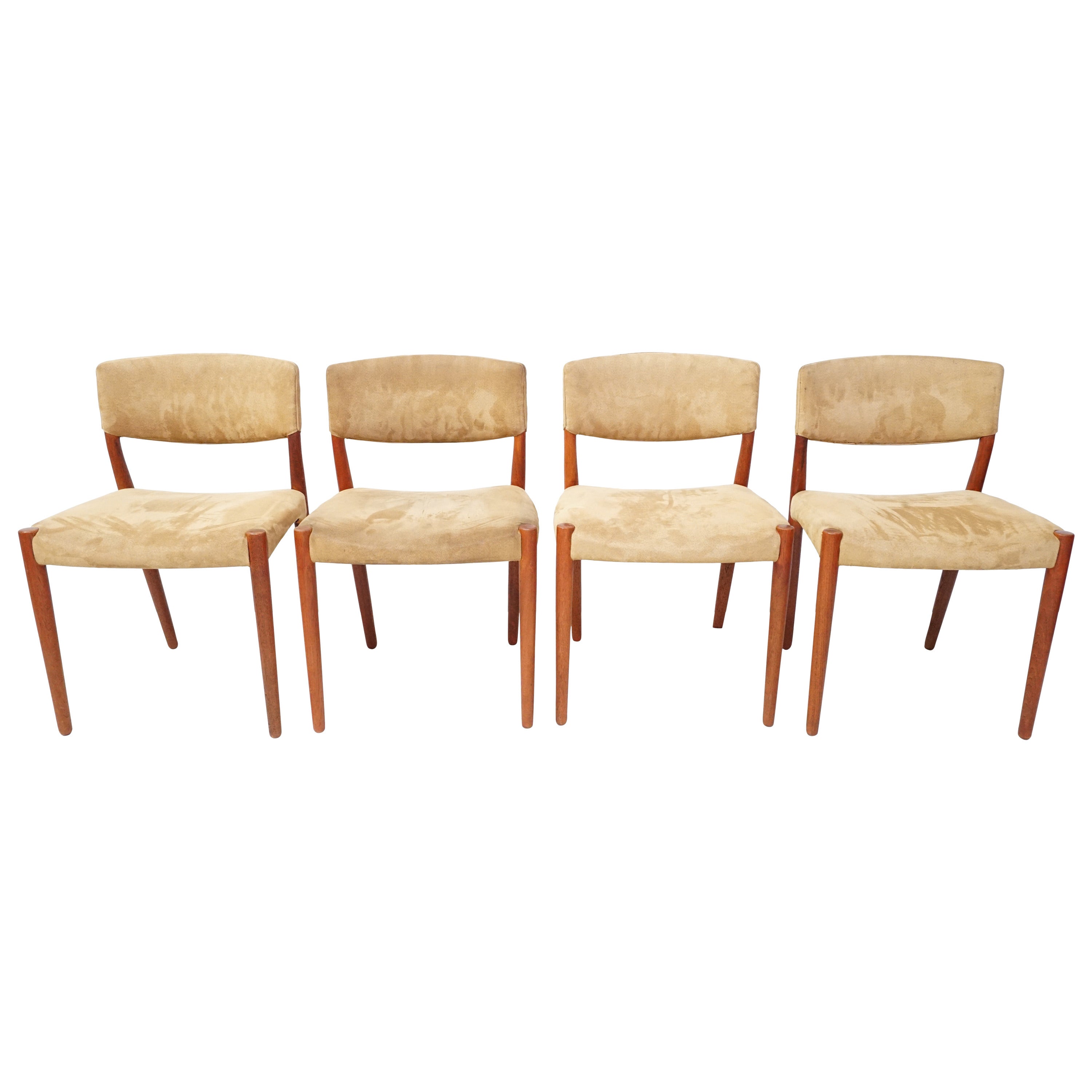 Four Einar Larsen & Bender Madsen Leather Dining Room Chairs For Sale