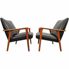 Folke Ohlsson Teak and Leather Easy Chairs by DUX