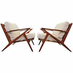 Rare Teak Poul Jensen Z Lounge Chairs by Selig