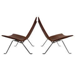 Early Set of Poul Kjaerholm PK22 Leather Lounge Chairs for E. Kold Christensen Early Set of Poul Kjaerholm PK22 Leather Lounge Chairs for E. Kold Christensen