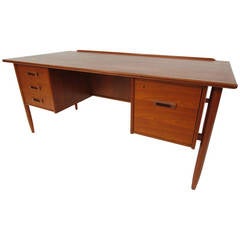 Danish Modern Teak Desk with Sculpted Edges in the Manner of Arne Vodder
