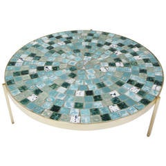 Stunning Mosaic Tile and Brass Cocktail Table by Mosaic House