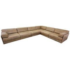 Six-Piece De Sede Modular Leather Sleeper Sofa, 1970s