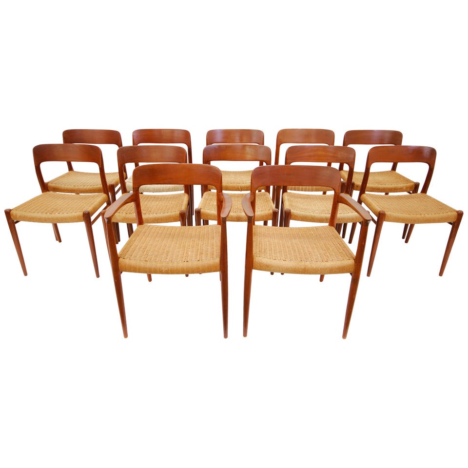 Set of 12 Neils Otto Moller Teak Dining Chairs