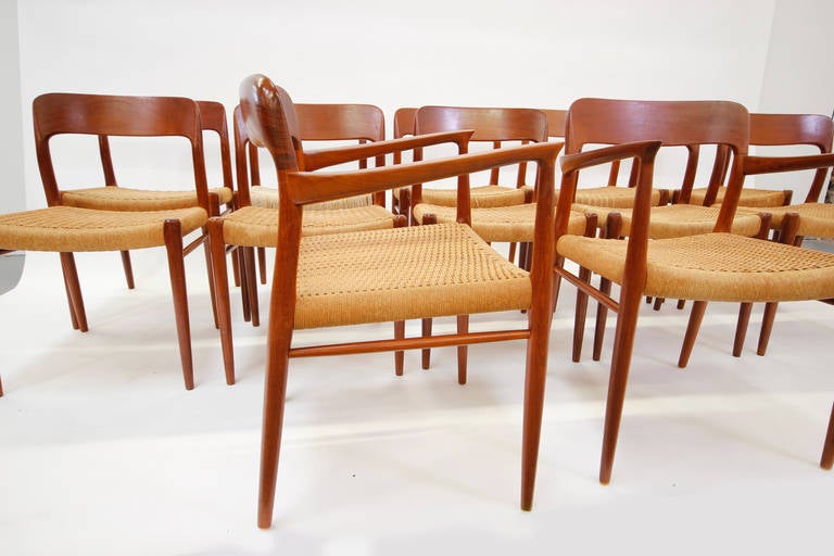 Danish Set of 12 Neils Otto Moller Teak Dining Chairs