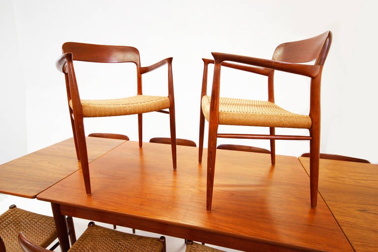 Set of 12 Neils Otto Moller Teak Dining Chairs In Good Condition In Los Angeles, CA