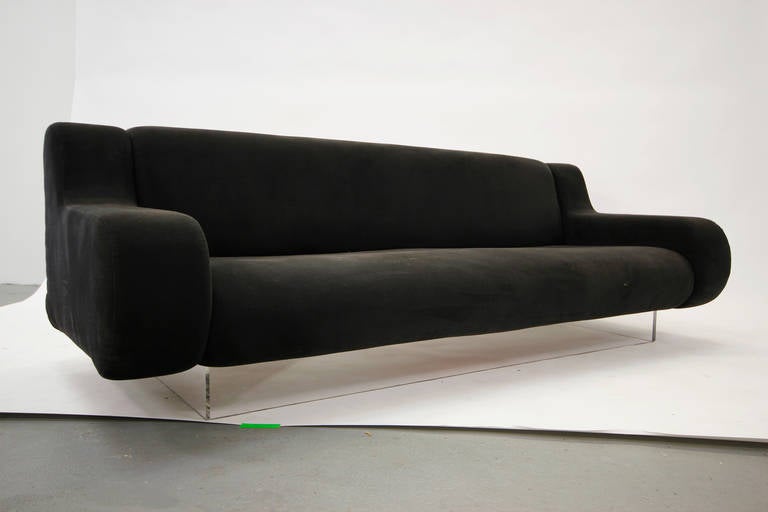 Rare Charles Hollis Jones Waterfall Sofa Floating on Lucite