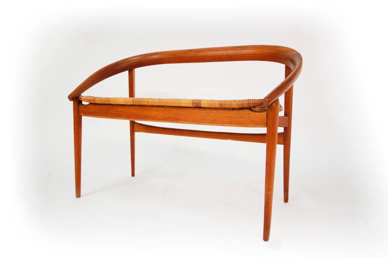 Mid-20th Century H. Brockmann-Pedersen Teak and Cain Settee