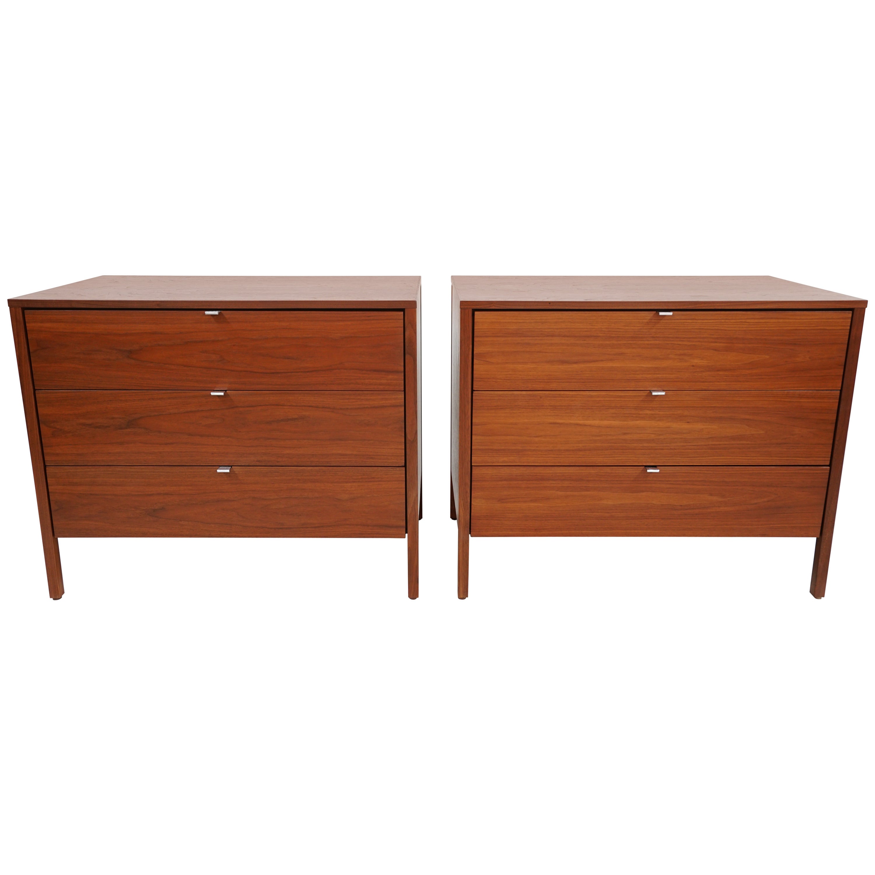 Pair of Florence Knoll Walnut Dressers, circa 1950s For Sale