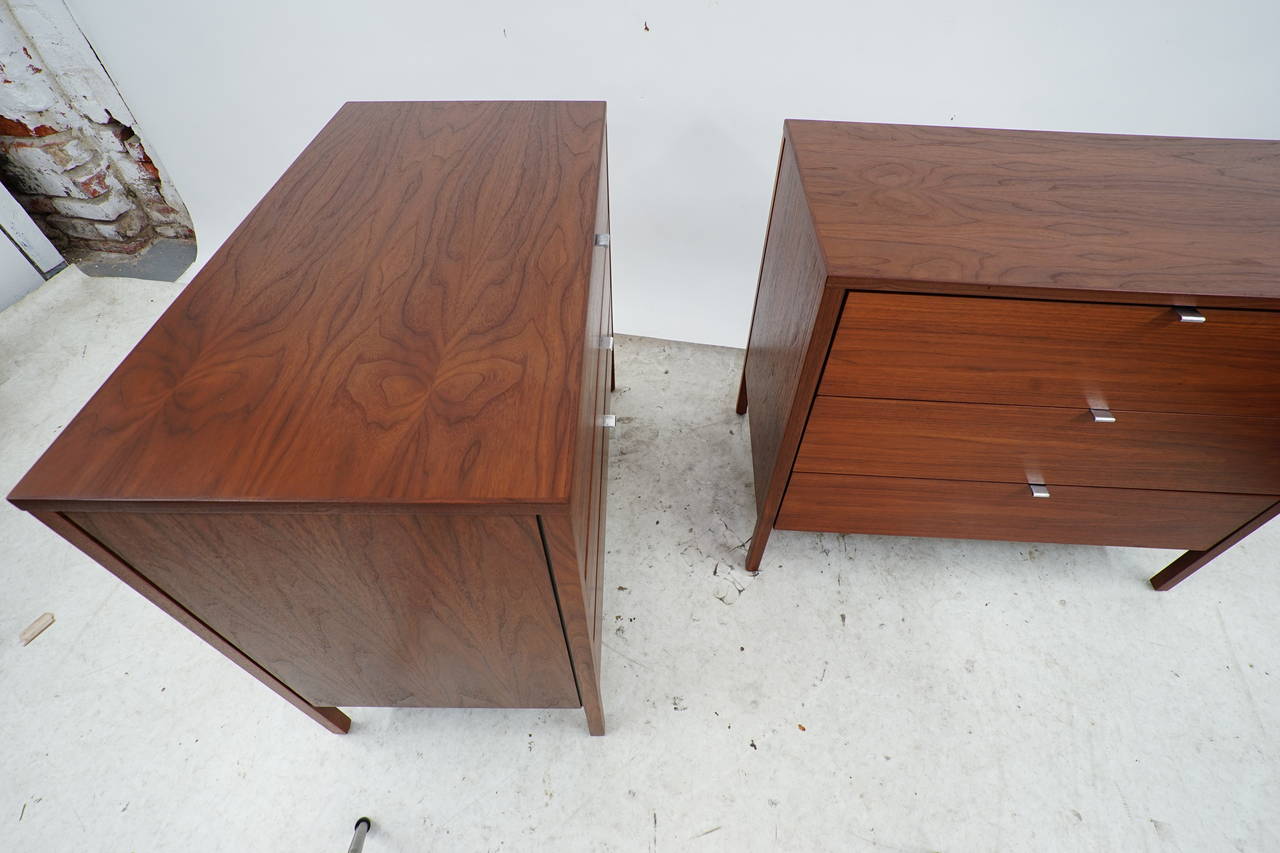 American Pair of Florence Knoll Walnut Dressers, circa 1950s For Sale