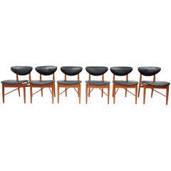 Six Early Nv 108 Finn Juhl Dining Chairs by Niels Vodder