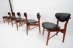 Six Early Nv 108 Finn Juhl Dining Chairs by Niels Vodder