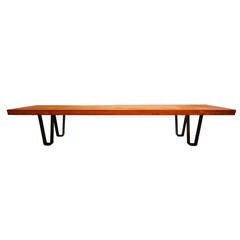 California Modern Solid Walnut Bench with Bent Steel Legs California Modern Solid Walnut Bench with Bent Steel Legs