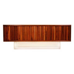 Custom Tambour Door Credenza Floating on Lucite Base by Loft Thirteen