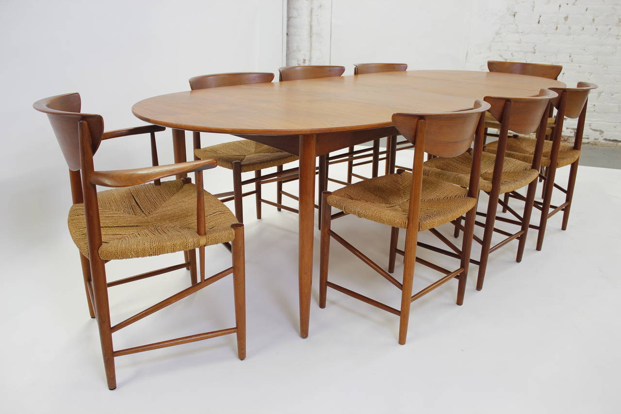 Stunning Peter Hvidt Dining Set with Eight Chairs and Teak Dining Table, 1960s