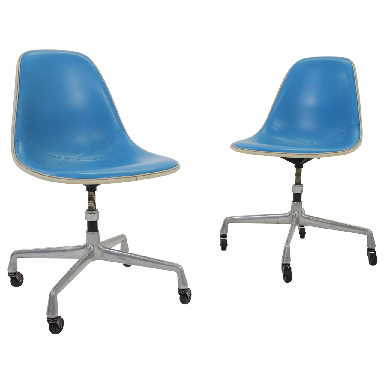 Rare Herman Miller Adjustable Rolling Desk Chairs, 1960s at 1stDibs