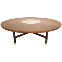 Vintage Harvey Probber Walnut and Terrazzo Low Coffee Table, 1960s