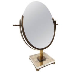 Large Charles Hollis Jones Brass and Lucite Mirror, 1960s