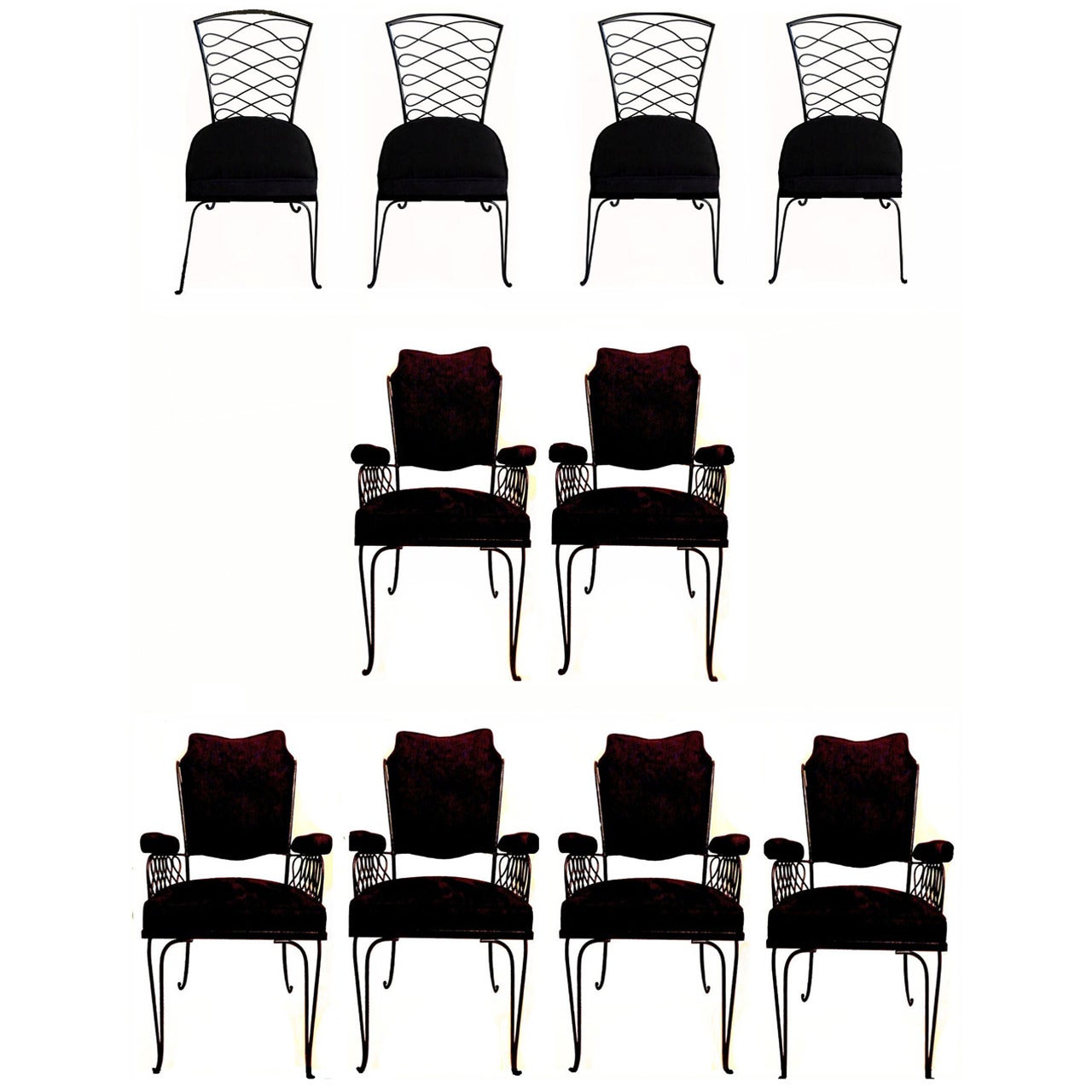 Rene Prou Set of Six Armchairs and Four Chairs