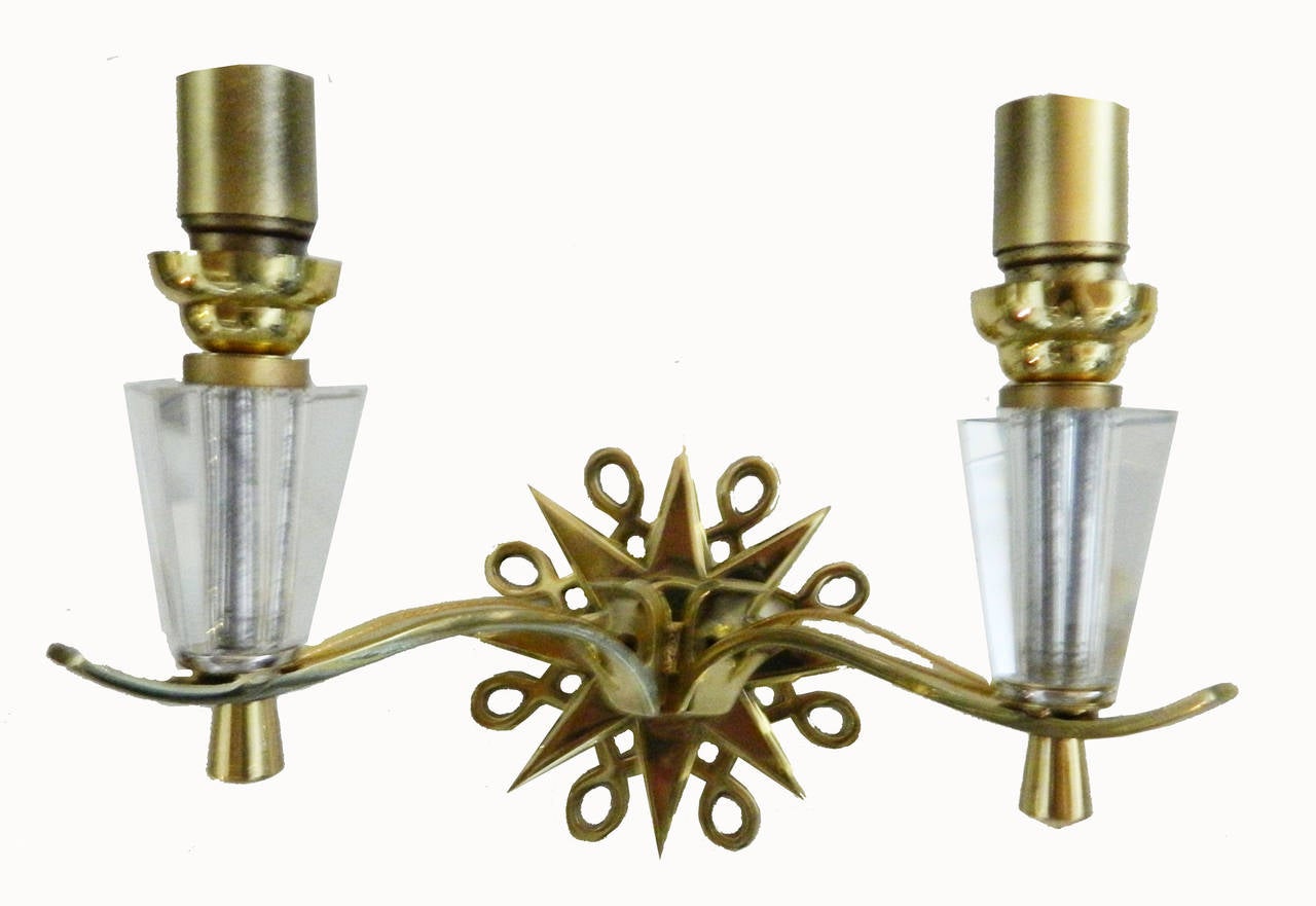 Mid-Century Modern French Pair of Sconces, circa 1940 For Sale