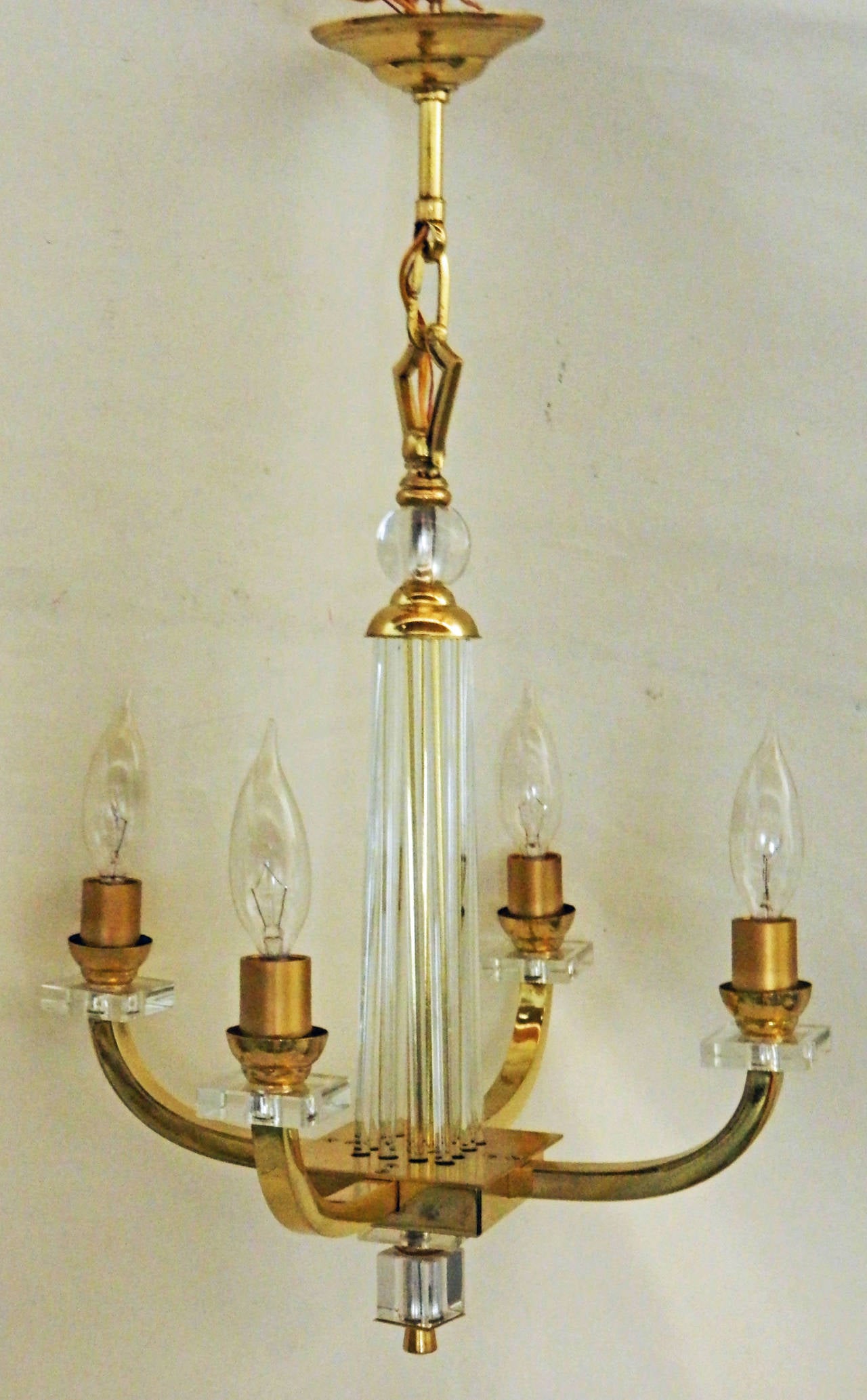 Mid-Century Modern Pair of Jacques Adnet Chandeliers