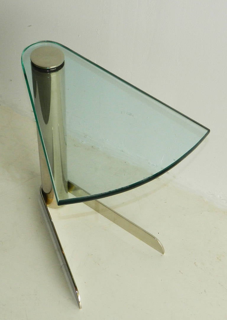 Mid-Century Modern Karl Springer Style Side Sofa Table For Sale