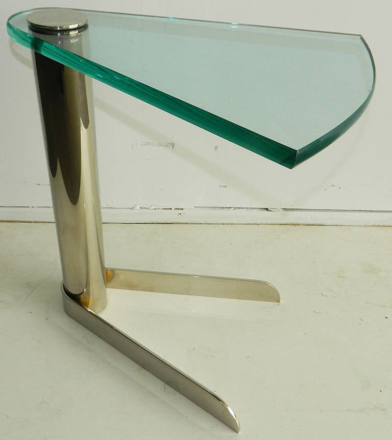 Glass and chrome side sofa in the style of Karl Springer.