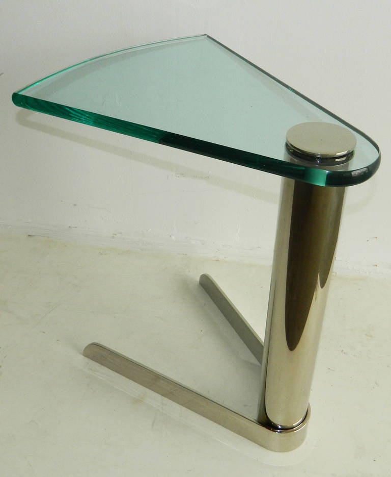 American Karl Springer Style Side Sofa Table For Sale