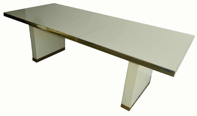 Signed Pierre Cardin Dining room table , Ivory and gold , one center leave available  ( 18 